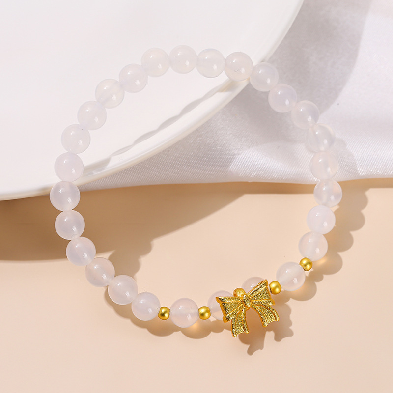 Posadina Natural White Agate Ribbon Bracelet for Women - Ins Style Niche Design - Single Loop String - Girlfriend Birthday Gift - Student Girl Jewelry - Image 5