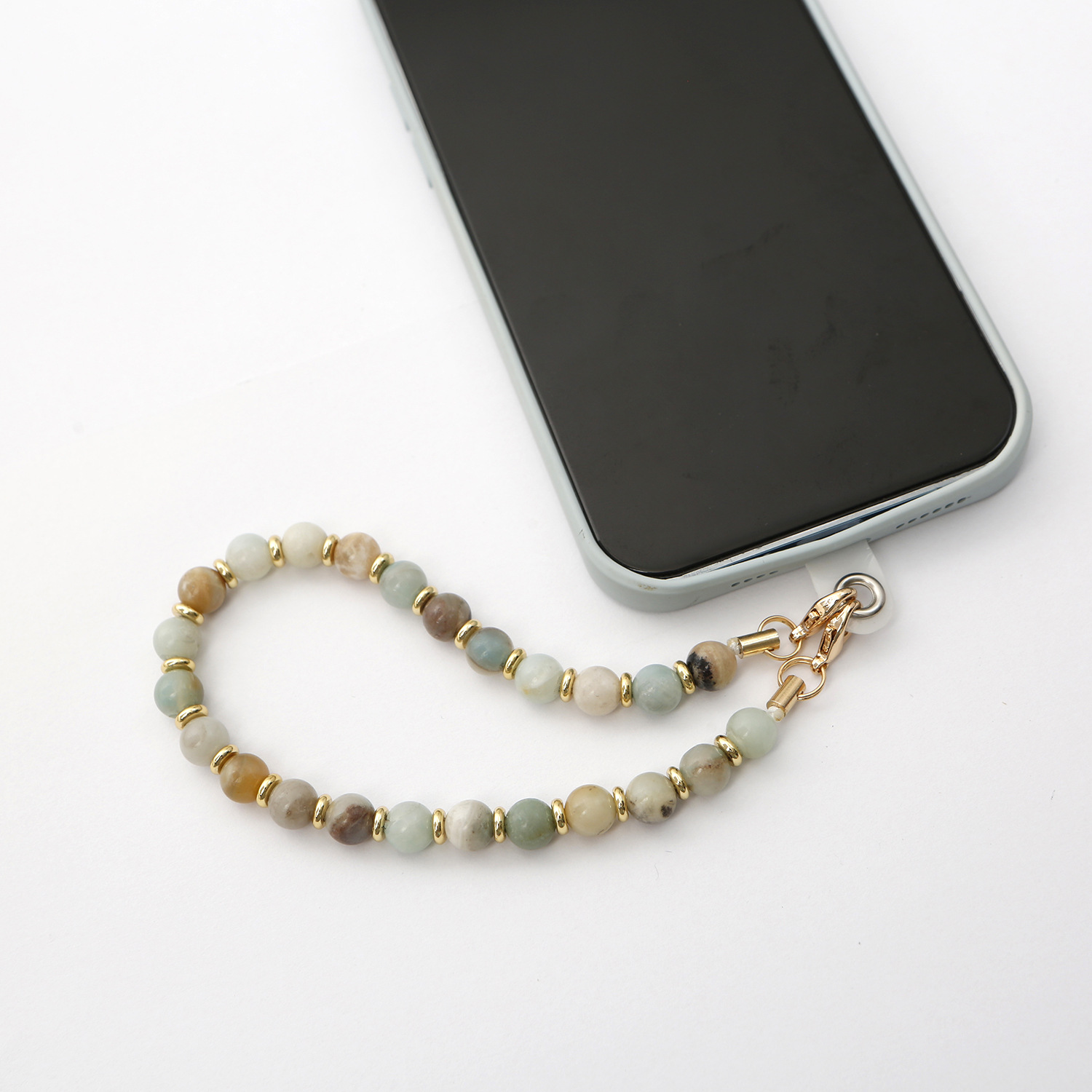 Posadina Natural Crystal Phone Lanyard - Amethyst, Rose Quartz, Aventurine & Turquoise Beaded Strand - Raw Stone Protection Charm - Boho Chic Unisex Gift for Phone Accessories - Image 2
