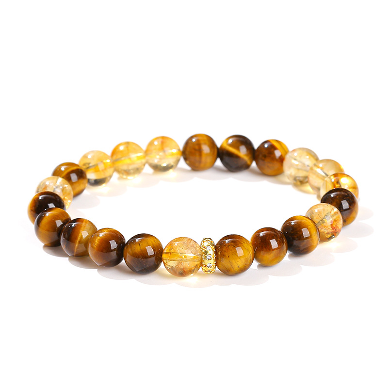 Posadina 5A Natural Golden Citrine Beaded Bracelet for Men & Women-Yellow Crystal Healing Stone Jewelry, Adjustable Spiritual Energy Wealth Chakra Balancing Gift